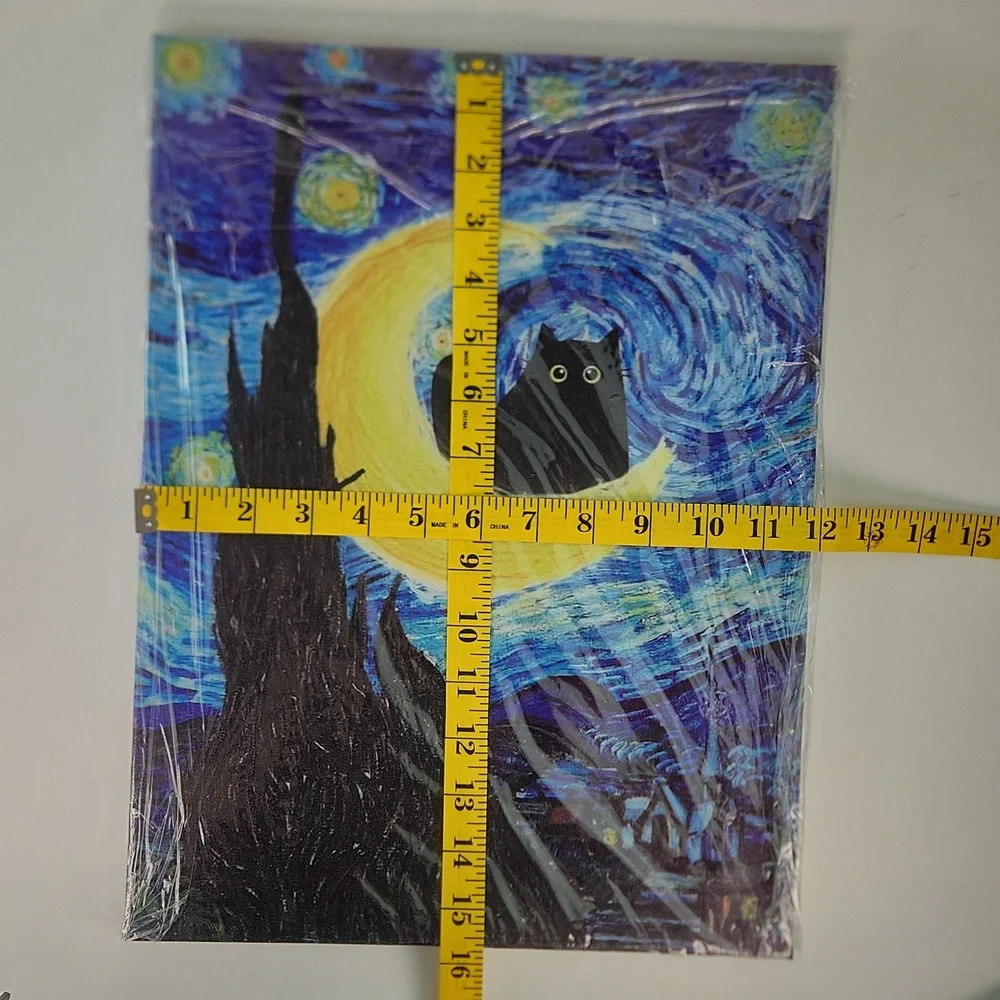 CAT In The Starry Night ART Print, NWT 12